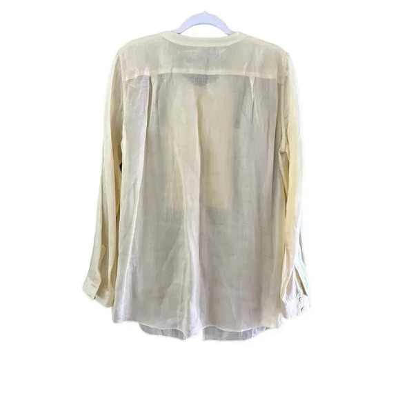Max Studio Women's Ramie Cream Long Sleeves Button Down Shirt Size Large - Picture 8 of 8